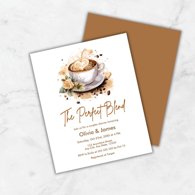 Budget The Perfect Blend Couples Shower Invite  (Budget The Perfect Blend Coffee Wedding Couples Shower Invitation  )