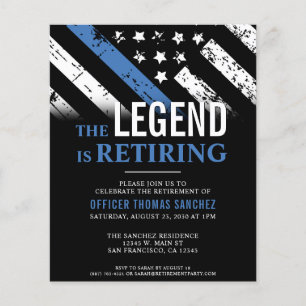 Budget Thin Blue Line Police Retirement Invitation