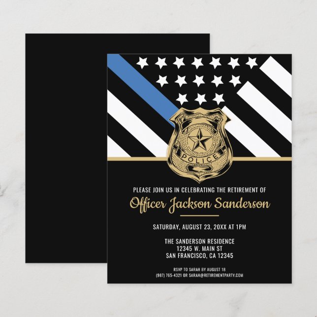 Budget Thin Blue Line Police Retirement Party (Front/Back)