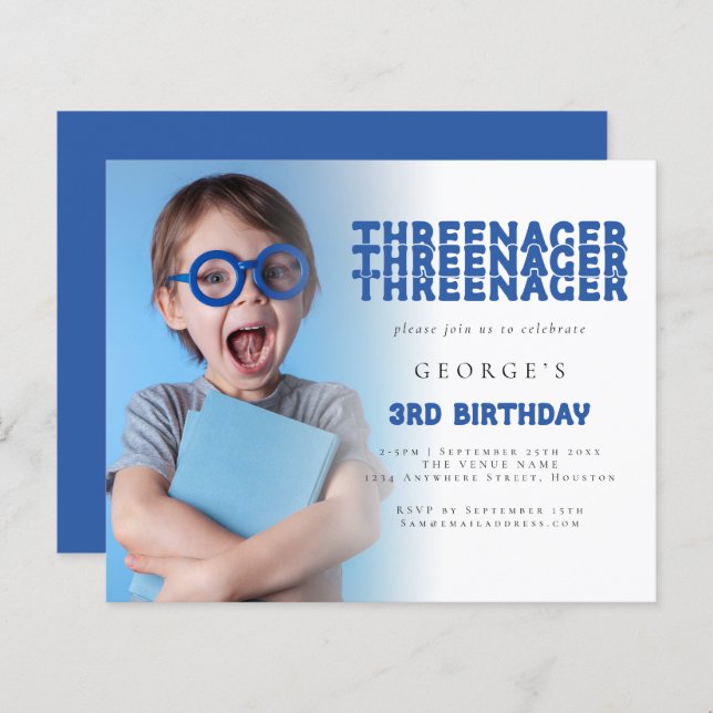 Budget Threenager Photo Overlay 3rd Birthday Blue (Front/Back)