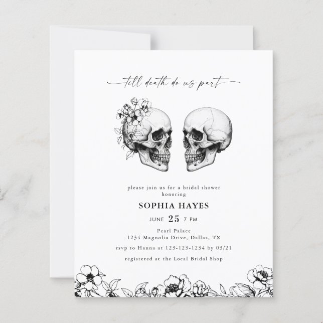 BUDGET Til Death Gothic Skull Black Bridal Shower (Front)
