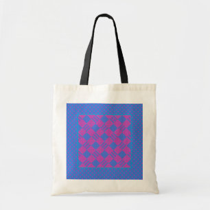 Budget Tote Bag: Magenta and Blue Faux-Patchwork