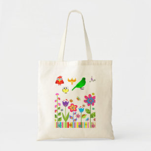 Budget tote handbag bird lovers paradise white