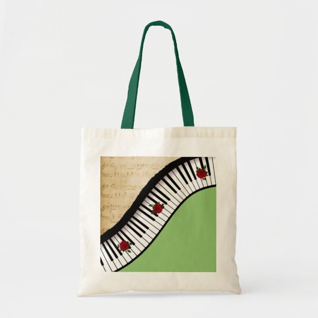 Budget Tote- Piano Keys, Hunter handle Tote Bag (Front)