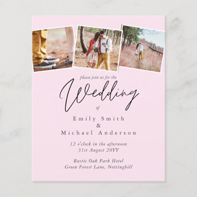 BUDGET Trending Colour Pink Wedding Invite (Front)