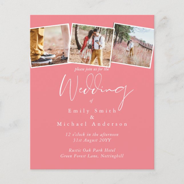 BUDGET Trending Colour Pink Wedding Invite (Front)