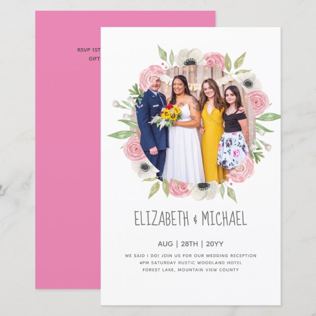 Budget Trending PHOTO Wedding Reception Invites (Front/Back)