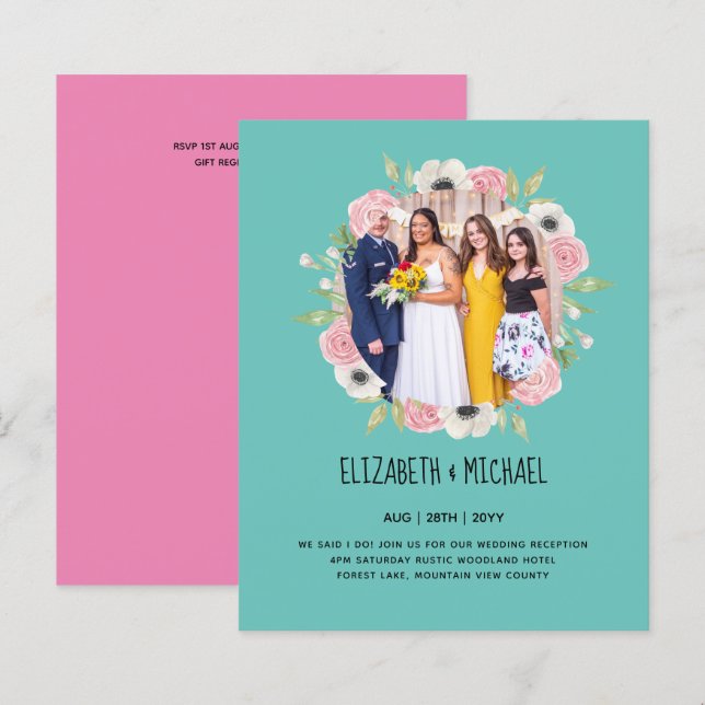 Budget Trending PHOTO Wedding Reception Invites (Front/Back)