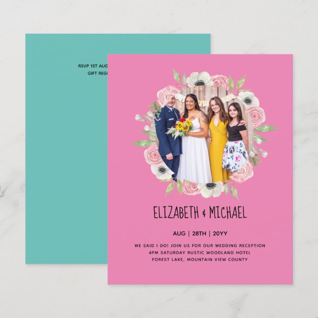 Budget Trending PHOTO Wedding Reception Invites (Front/Back)
