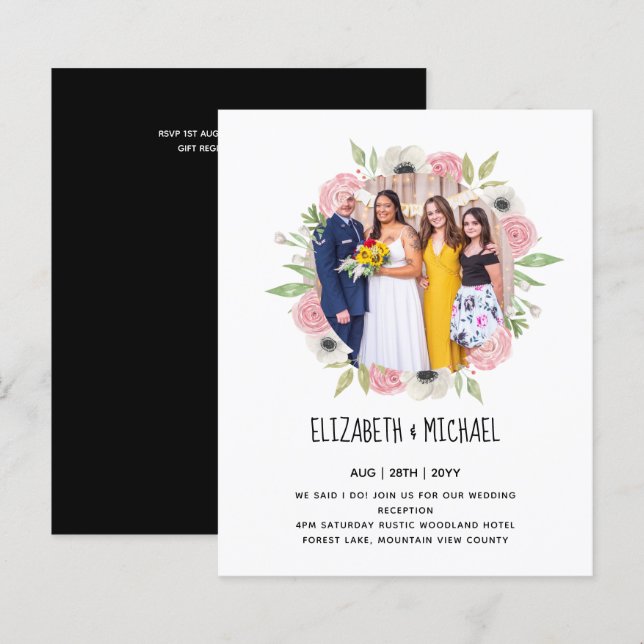Budget Trending PHOTO Wedding Reception Invites (Front/Back)
