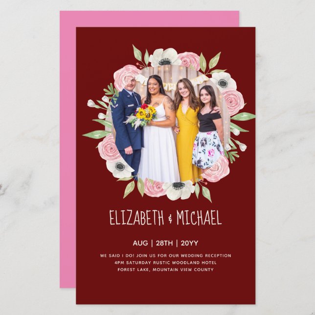 Budget Trending PHOTO Wedding Reception Invites (Front/Back)