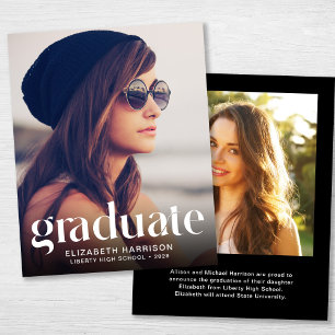 Budget Trendy Photo Black Graduation Announcement