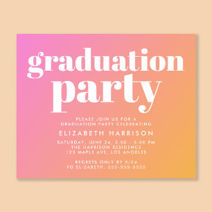 Budget Trendy Pink Graduation Party Invitation