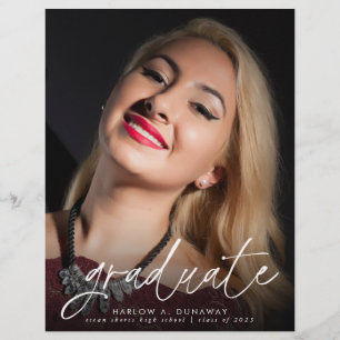 Budget Trendy Script Photo Graduation Announcement Flyer