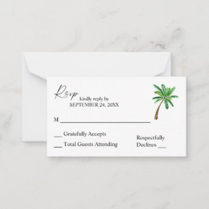 Budget Tropica Hawaiian Palm Tree 2SM No Meal RSVP Card