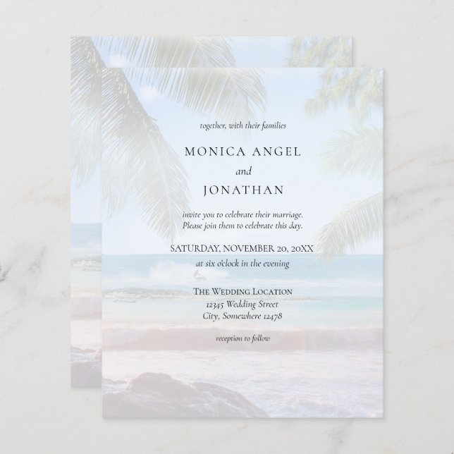 Budget Tropical Beach Palm VS 2 Wedding (Front/Back)