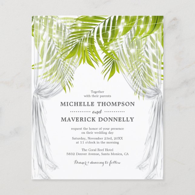 Budget Tropical Beach Wedding Invitation (Front)