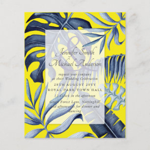 Budget Tropical Blue Yellow Leaf Wedding