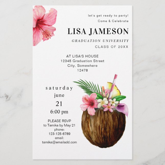 Budget Tropical Coconut Graduation V2 MED Flyer (Front)