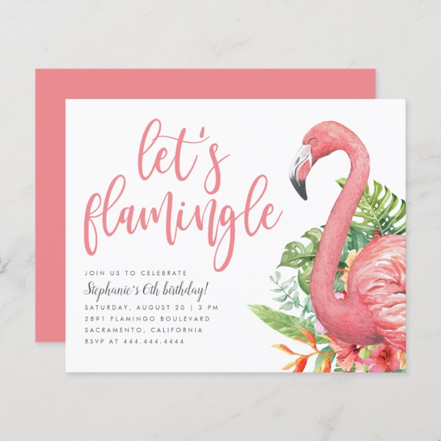 Budget Tropical Flamingo Let's Flamingle Birthday (Front/Back)