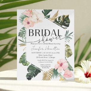 Budget Tropical Floral Bridal Shower Invitation