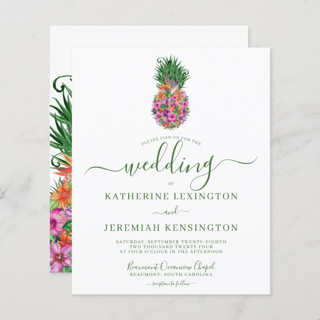 BUDGET Tropical Floral Pineapple Wedding (Front/Back)