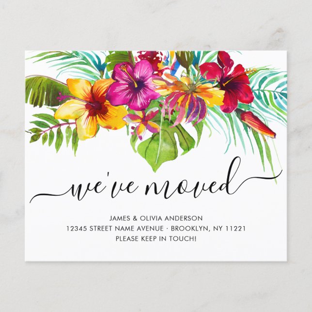 Budget Tropical Floral We've Moved New Home Moving (Front)