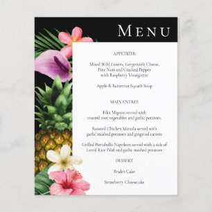 Budget Tropical Hawaiian Floral Menu- Black Flyer