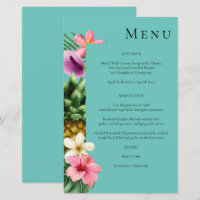 Budget Tropical Hawaiian Floral Menu- Teal MED