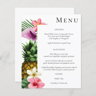 Budget Tropical Hawaiian Floral Menu- White