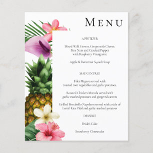 Budget Tropical Hawaiian Floral Menu- White Flyer