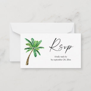 Budget Tropical Hawaiian Palm Tree 2SM Meal RSVP Card