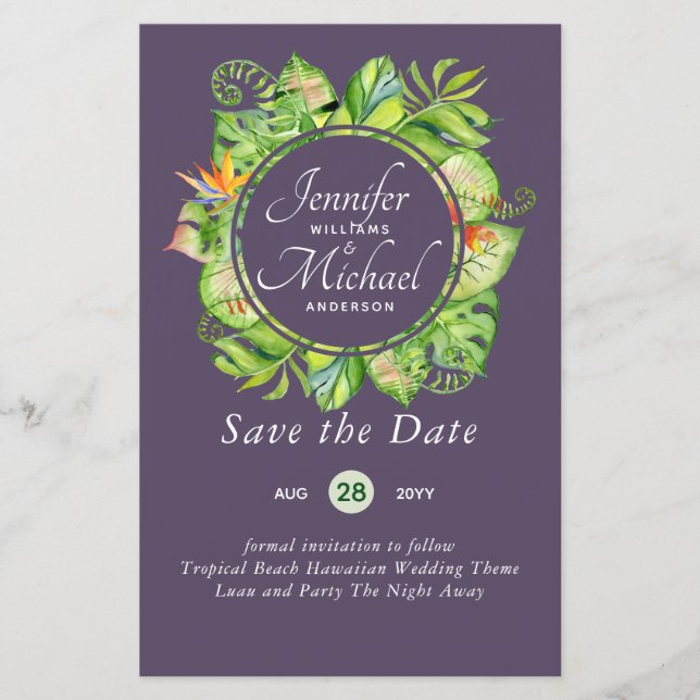 BUDGET Tropical Leaf Hawaiian Luau Wedding (Front)
