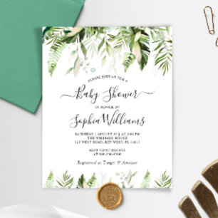 Budget Tropical Leaves Baby Shower Invitation