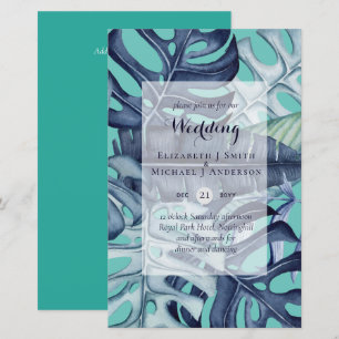 BUDGET Tropical Leaves Destination Wedding Invite