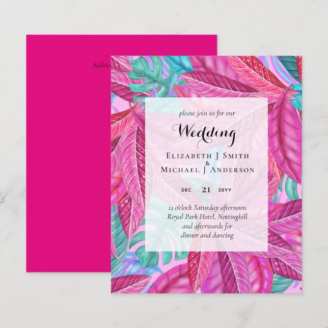 BUDGET Tropical Leaves Destination Wedding Invites (Front/Back)