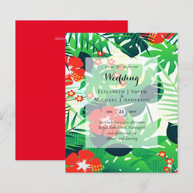 BUDGET Tropical Leaves Destination Wedding Invites (Front/Back)