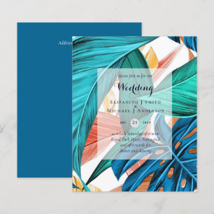 BUDGET Tropical Leaves Destination Wedding Invites