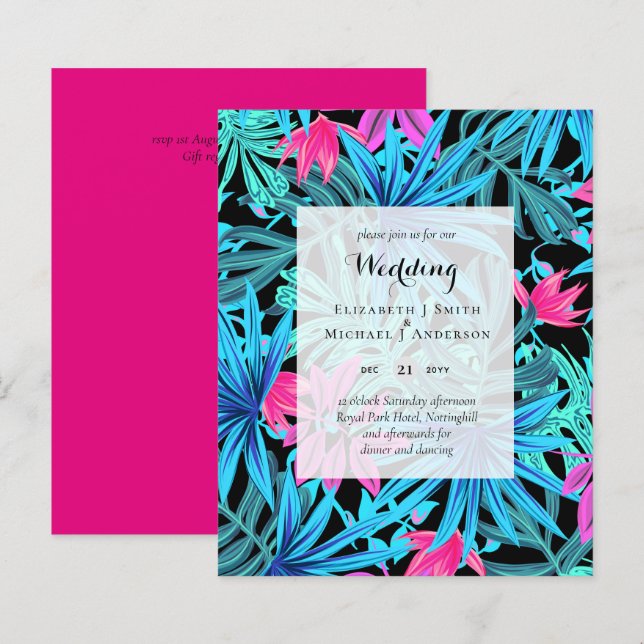 BUDGET Tropical Leaves Destination Wedding Invites (Front/Back)