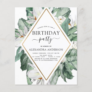 Budget Tropical Magnolia Birthday Invitation Flyer