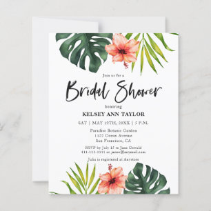 Budget Tropical Monstera  Bridal Shower Invitation