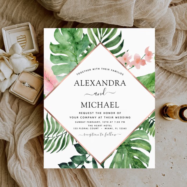 Budget Tropical Palm Geometric Wedding Invitation (Creator Uploaded)