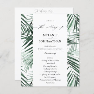 Budget Tropical Palm Leaves Wedding Program