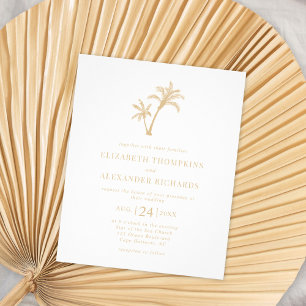 Budget Tropical Palm Tree Beach Beige Wedding Flyer