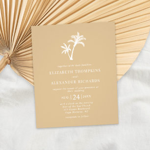 Budget Tropical Palm Tree Beige Wedding Invitation Flyer