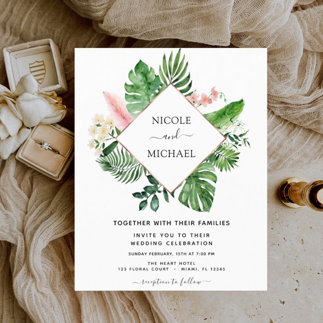 Budget Tropical Palm Watercolor Geometric Wedding (Creator Uploaded)