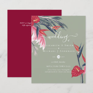 BUDGET Tropical Pampas Grass Navy Berry Wedding