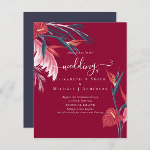 BUDGET  Tropical Pampas Grass Navy Berry Wedding