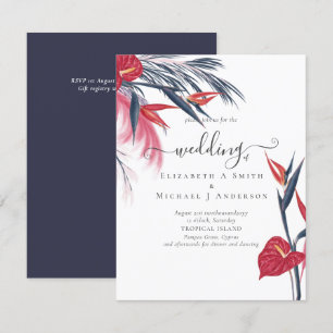 BUDGET Tropical Pampas Grass Navy Berry Wedding