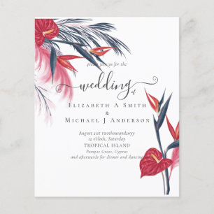 BUDGET Tropical Pampas Grass Navy Berry Wedding Flyer